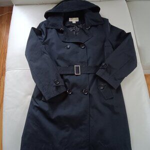 Michael Kors Cotton Blend Trench Coat with Removable Hood